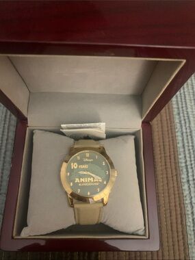 Disney Gold-Tone Watch with Green Dial and Strap